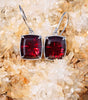 14k WHITE GOLD MONTANA GARNET EARRINGS