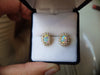 STUNNING 18K YELLOW GOLD OPAL AND DIAMOND EARRINGS