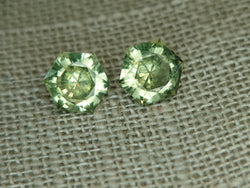 3.2tctw MATCHED PAIR OF GREEN MONTANA SAPPHIRES