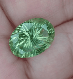 8.66ct CUSTOM CONCAVE CUT GREEN/YELLOW MONTANA SAPPHIRE ALL NATURAL