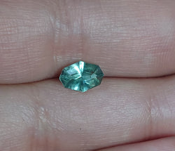 1.57ct CUSTOM CUT LIGHT MINTY TEAL NATURAL SAPPHIRE