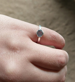 2ct BLUE ROUGH STERLING SILVER RING - Blaze-N-Gems