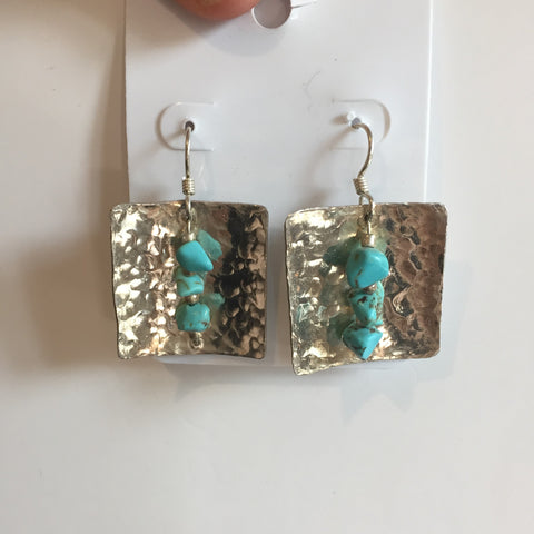 .925 STERLING SILVER EARRINGS WITH TURQUOISE - Blaze-N-Gems