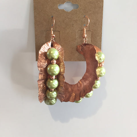 BEADED, COPPER, CUSTOM, EARRINGS - Blaze-N-Gems