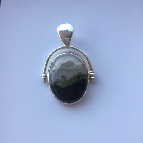 MONTANA AGATE PENDANT SET IN .925 SILVER - Blaze-N-Gems