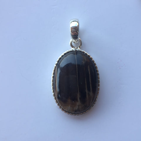 MONTANA PETRIFIED WOOD PENDANT SET IN .925 SILVER - Blaze-N-Gems