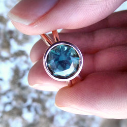 TEAL/OCEAN BLUE MONTANA SAPPHIRE RING SIZE 7.25 - Blaze-N-Gems